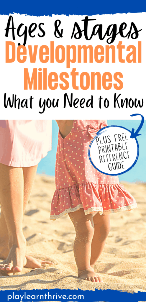 A mom and her child, a toddler girl are walking on the beach together through the sand focus on developing motor skills that are age appropriate. 